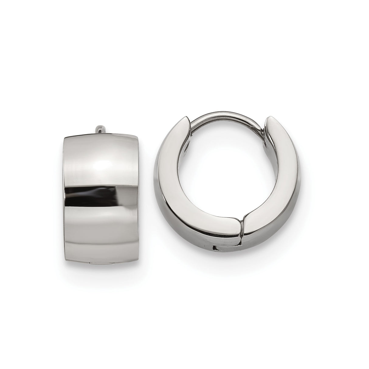 316 Stainless Steel Huggie Hoop Earrings, Polished Minimalist Hinged Design, Unisex Hypoallergenic Jewelry