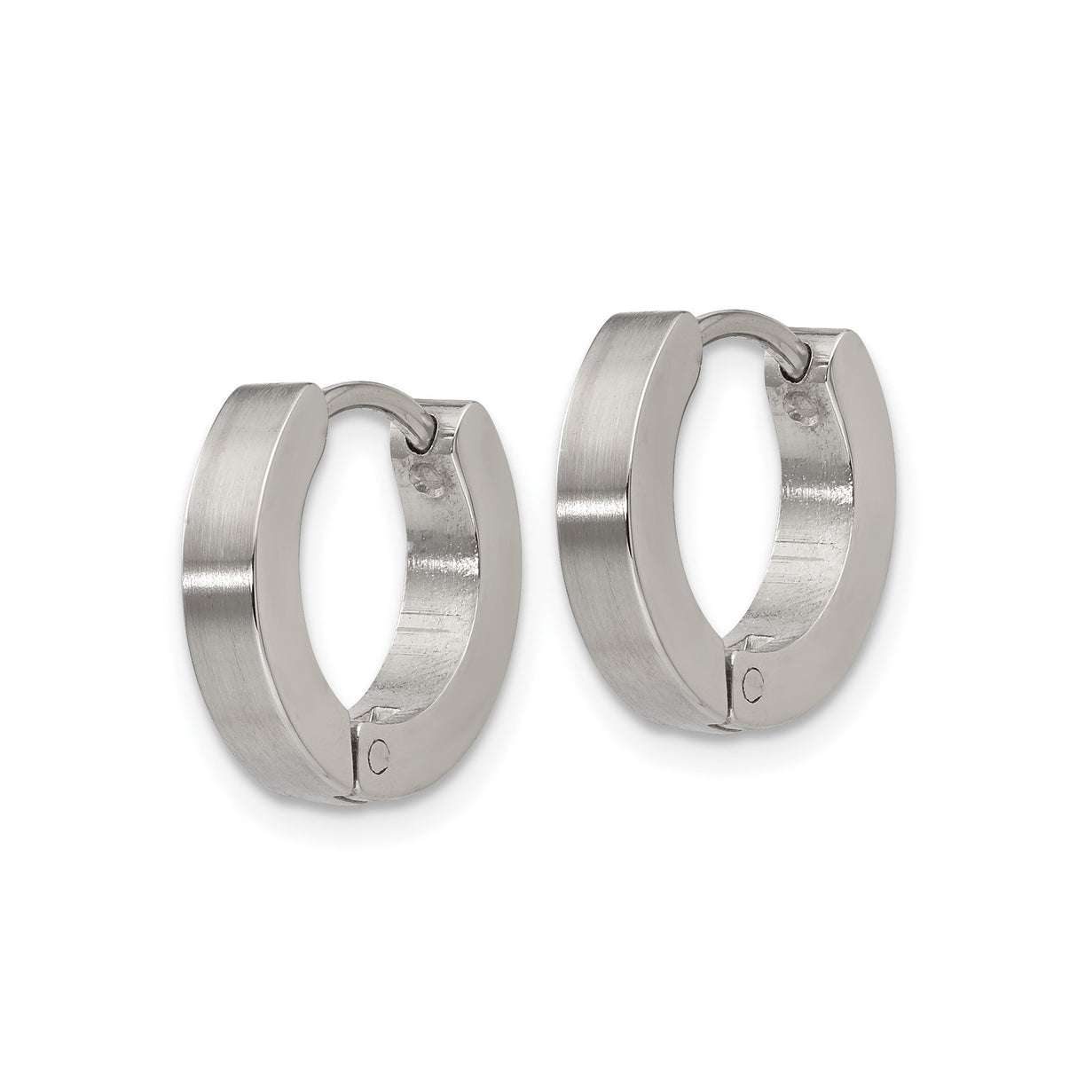 Stainless Steel Huggie Hoop Earrings, Brushed and Polished Minimalist Design