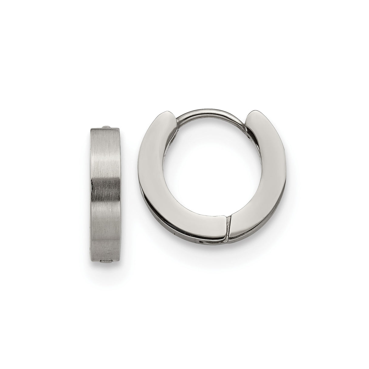 Stainless Steel Huggie Hoop Earrings, Brushed and Polished Minimalist Design