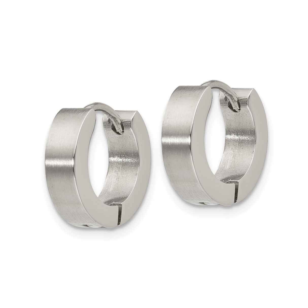 316 Stainless Steel Hoop Earrings, Brushed and Polished Huggie Style, Unisex Minimalist Design