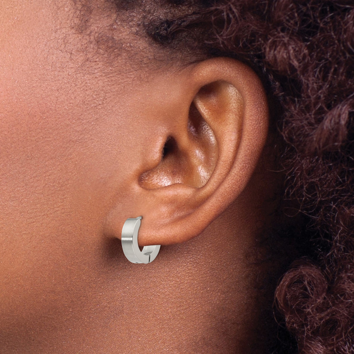 316 Stainless Steel Hoop Earrings, Brushed and Polished Huggie Style, Unisex Minimalist Design