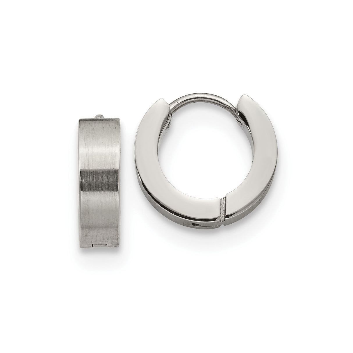 316 Stainless Steel Hoop Earrings, Brushed and Polished Huggie Style, Unisex Minimalist Design