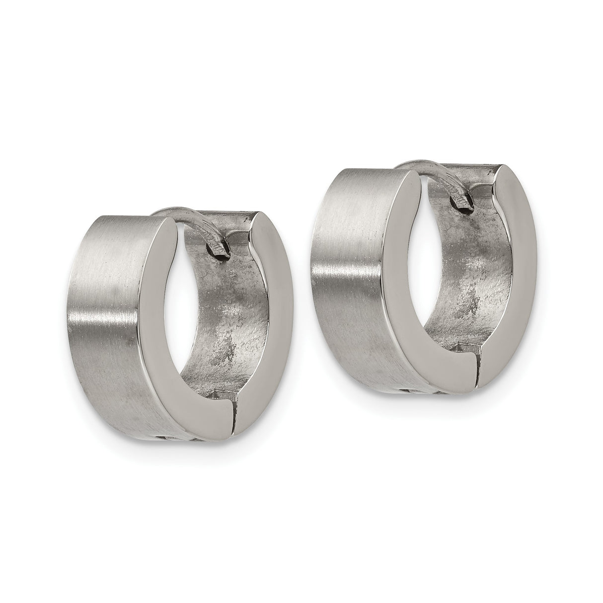 Stainless Steel Hoop Earrings, Brushed and Polished Finish, Modern Minimalist Unisex Huggie Hoops