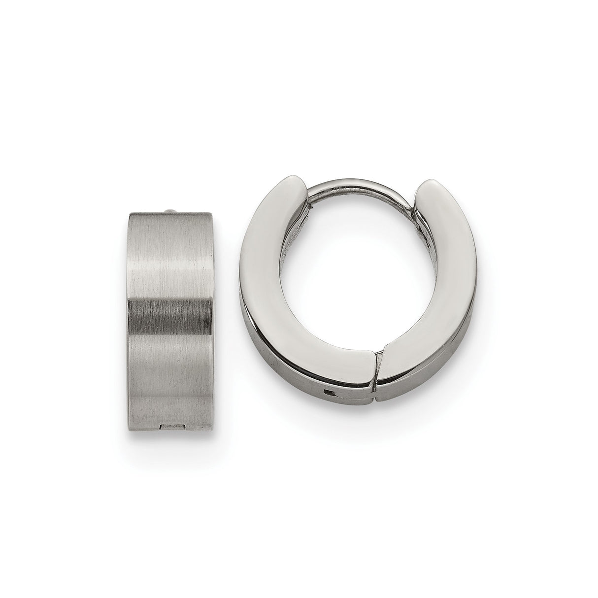 Stainless Steel Hoop Earrings, Brushed and Polished Finish, Modern Minimalist Unisex Huggie Hoops