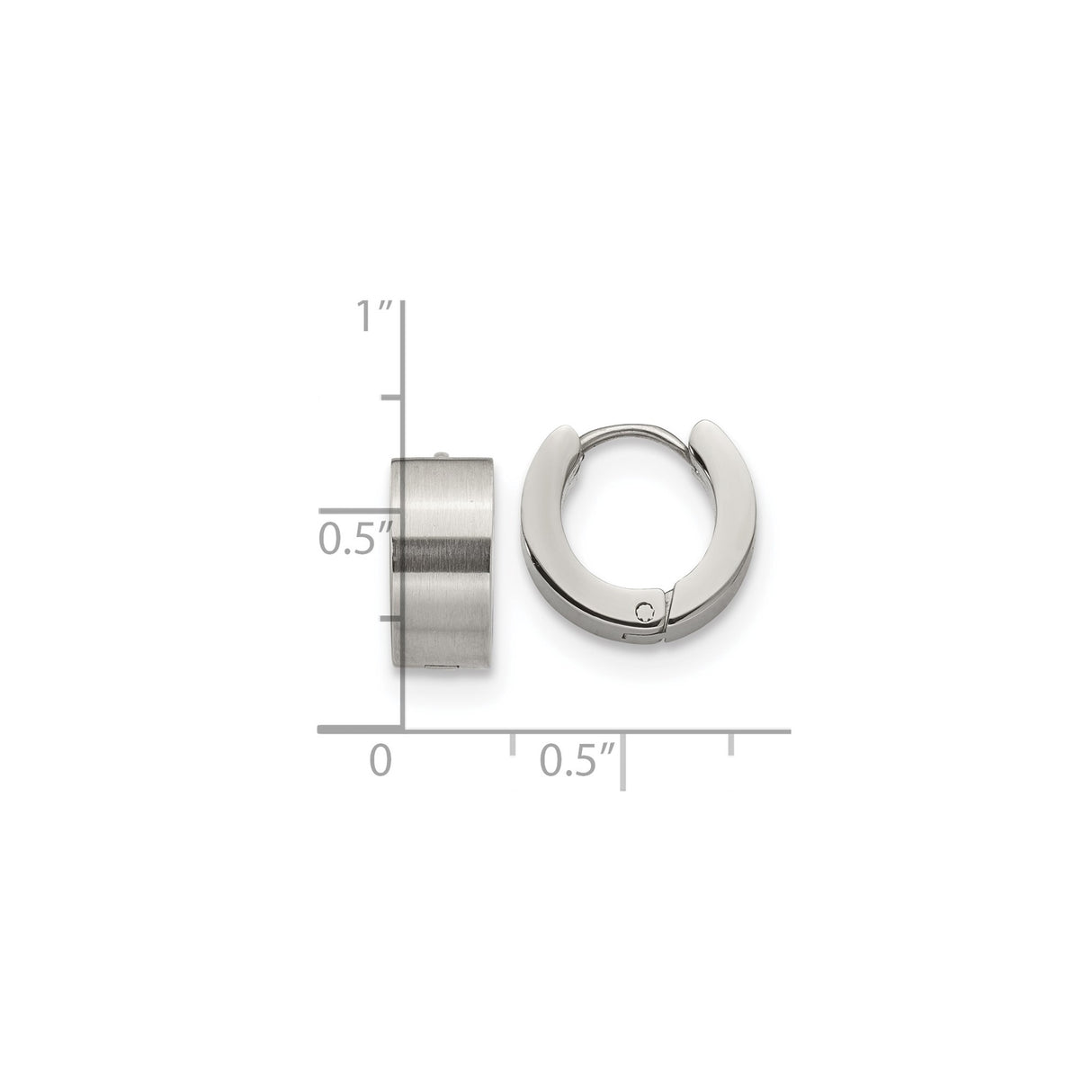 316 Stainless Steel Huggie Hoop Earrings, Brushed and Polished Finish, Unisex Modern Style