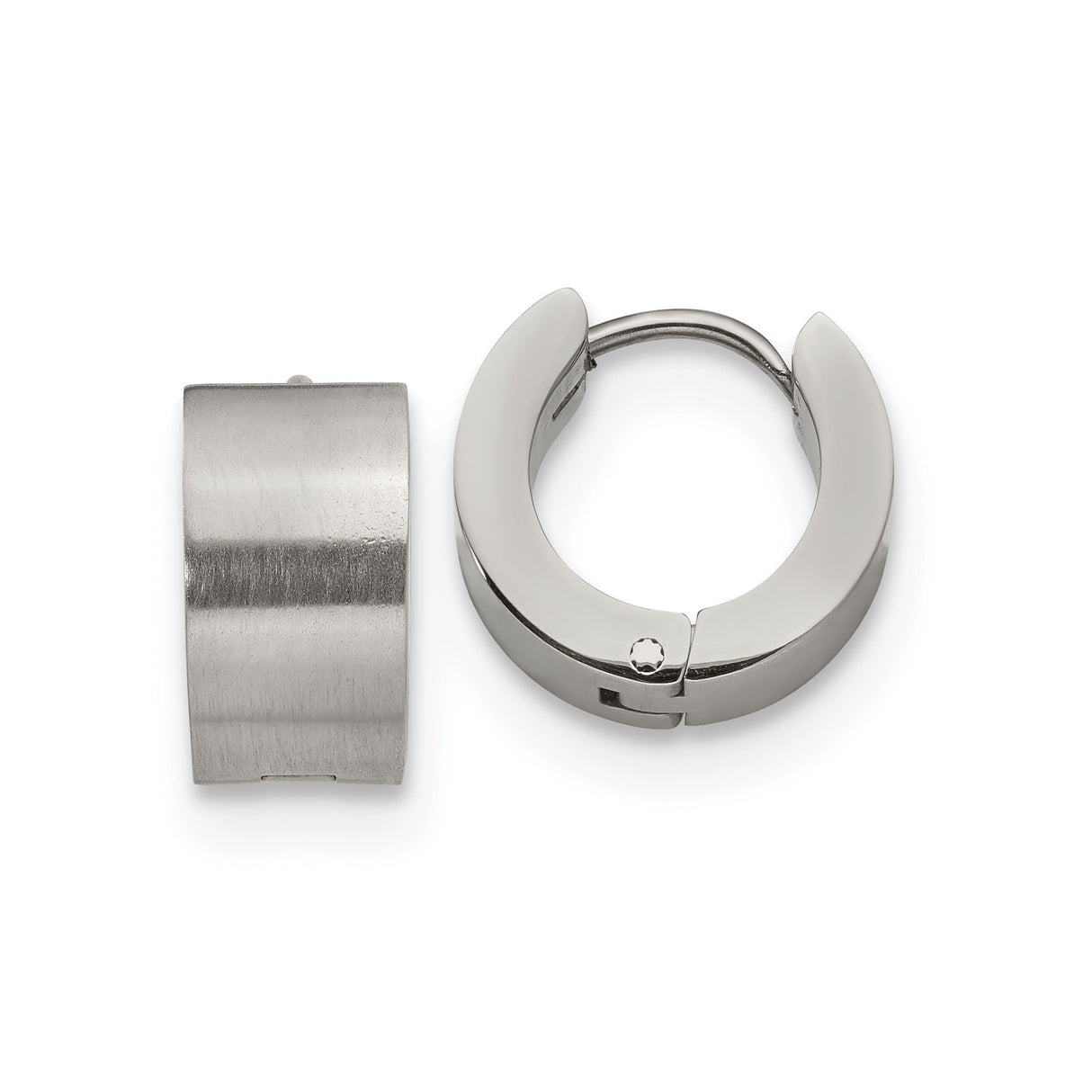 316 Stainless Steel Huggie Hoop Earrings, Brushed and Polished Finish, Minimalist Hinged Style
