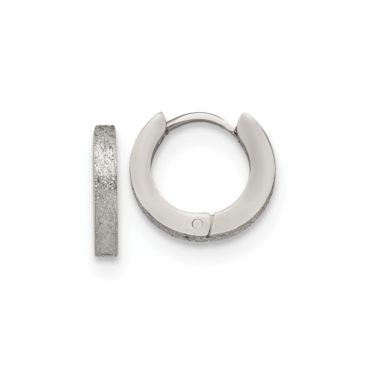 316 Stainless Steel Hoop Earrings with Brushed Textured Finish, Hypoallergenic, Unisex Modern Style