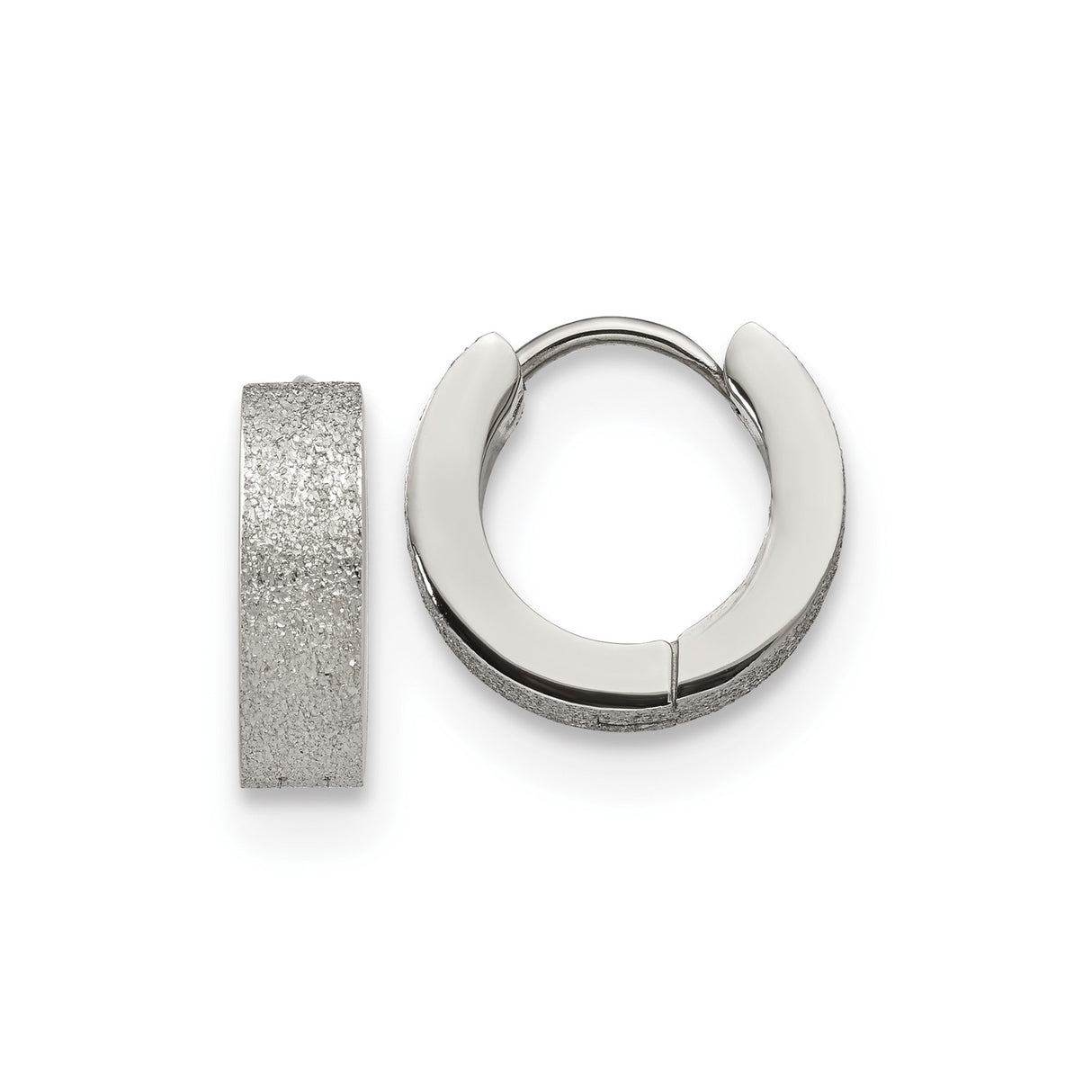 316 Stainless Steel Hoop Earrings, Brushed Textured Round Design, Hypoallergenic Minimalist Style