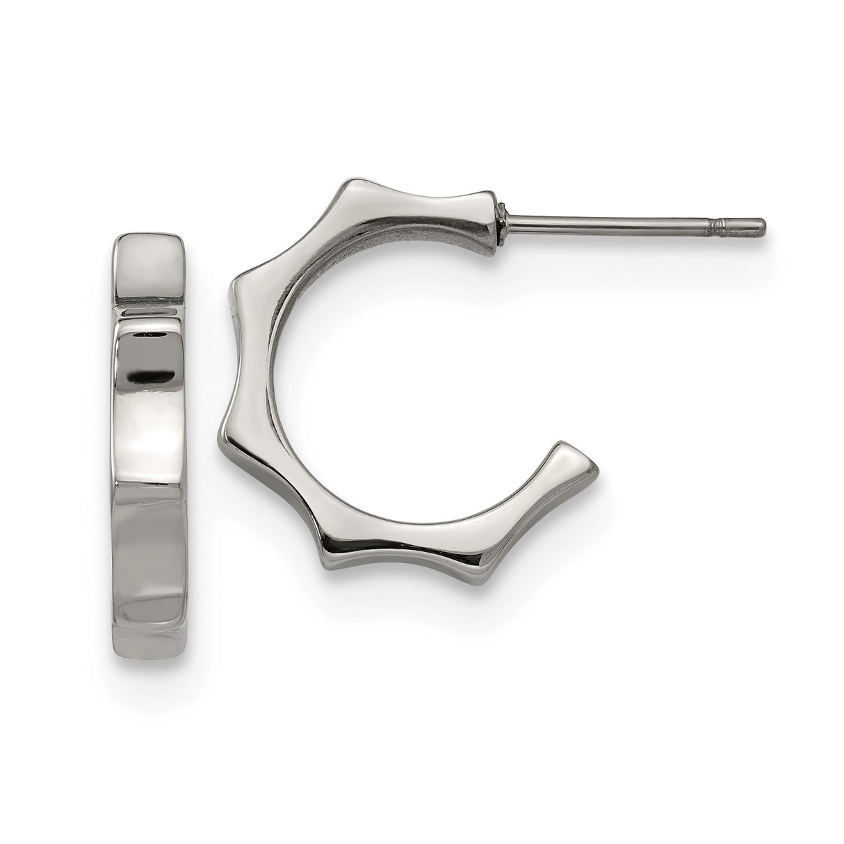 Stainless Steel Hoop Earrings, Gear Edge Industrial Style, Unisex Punk Jewelry