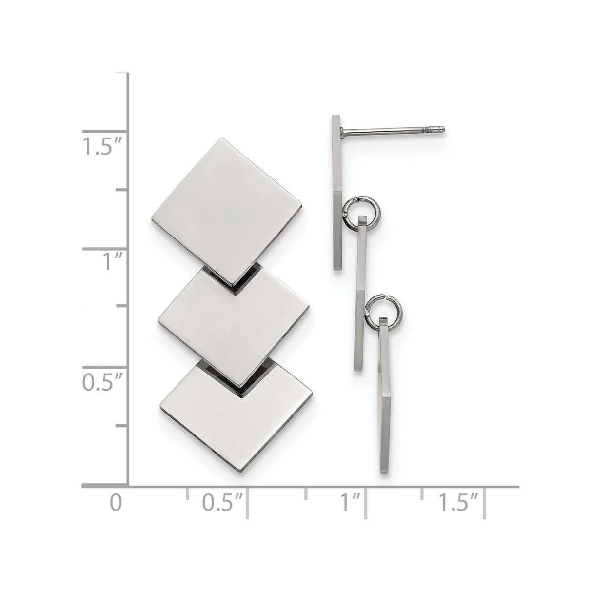 316 Stainless Steel Drop Earrings with Stacked Rhombus Design, Geometric Minimalist Style