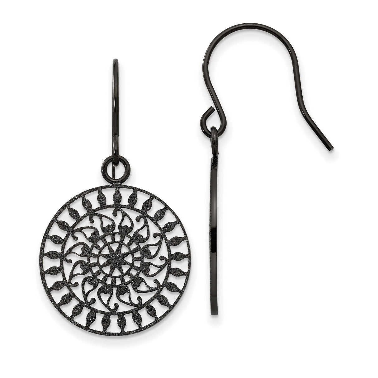 Stainless Steel Dangle Earrings with Spiral Mandala Design, Boho Geometric Style for Women