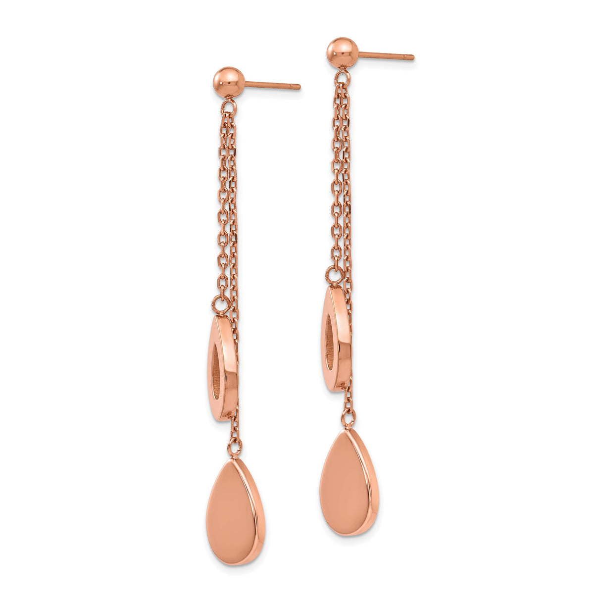 316 Stainless Steel Dangle Earrings, Teardrop and Oval Charms, Layered Chain Design for Women