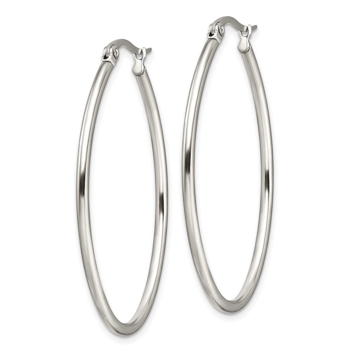 Stainless Steel Oval Hoop Earrings, Sleek Polished Minimalist Style for Women