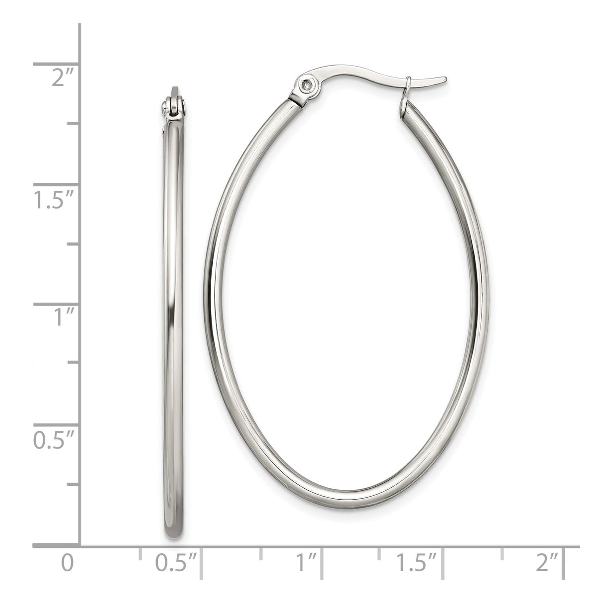Stainless Steel Oval Hoop Earrings, Sleek Polished Minimalist Style for Women