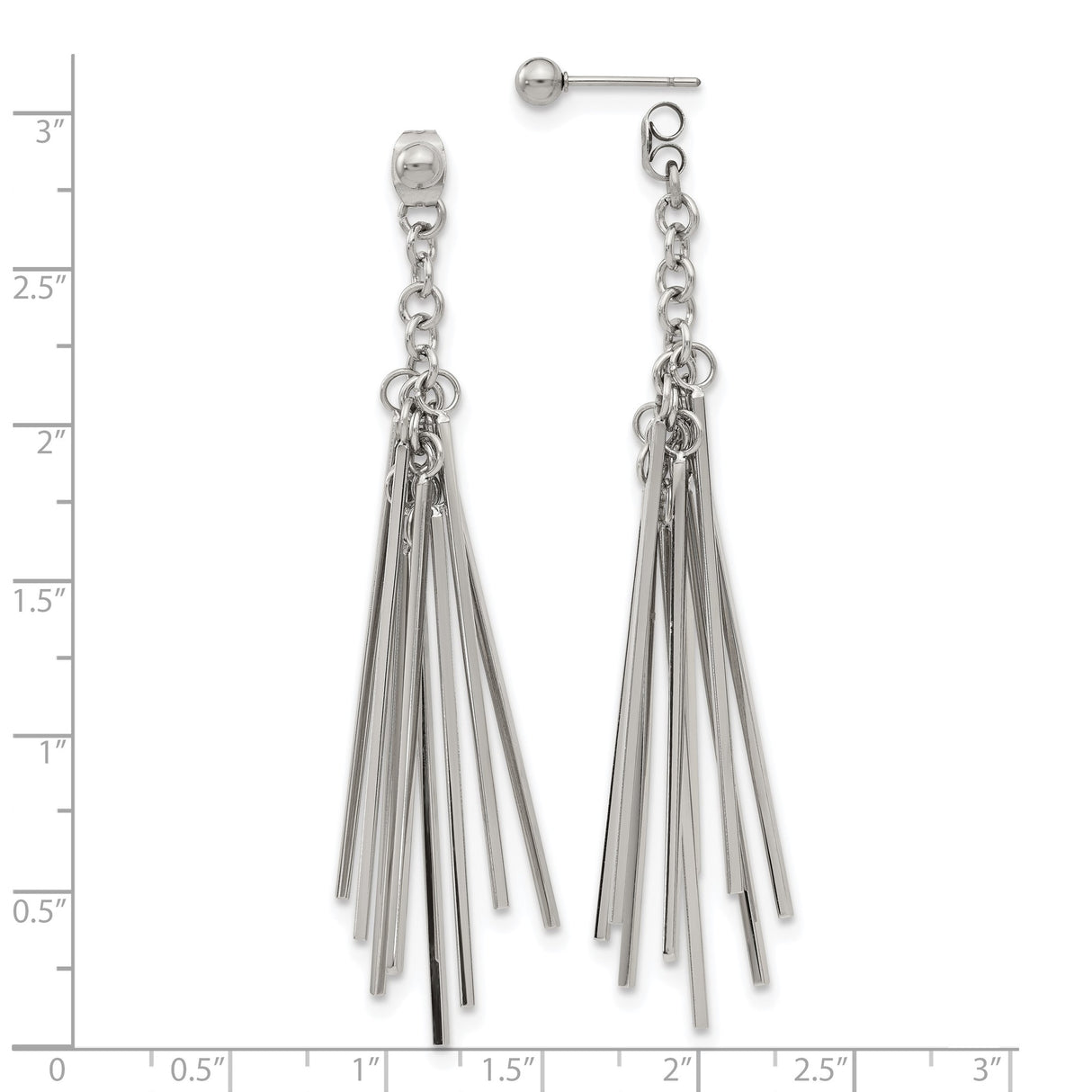 Stainless Steel Dangle Earrings with Long Chain Tassels, Modern Minimalist Linear Style for Women