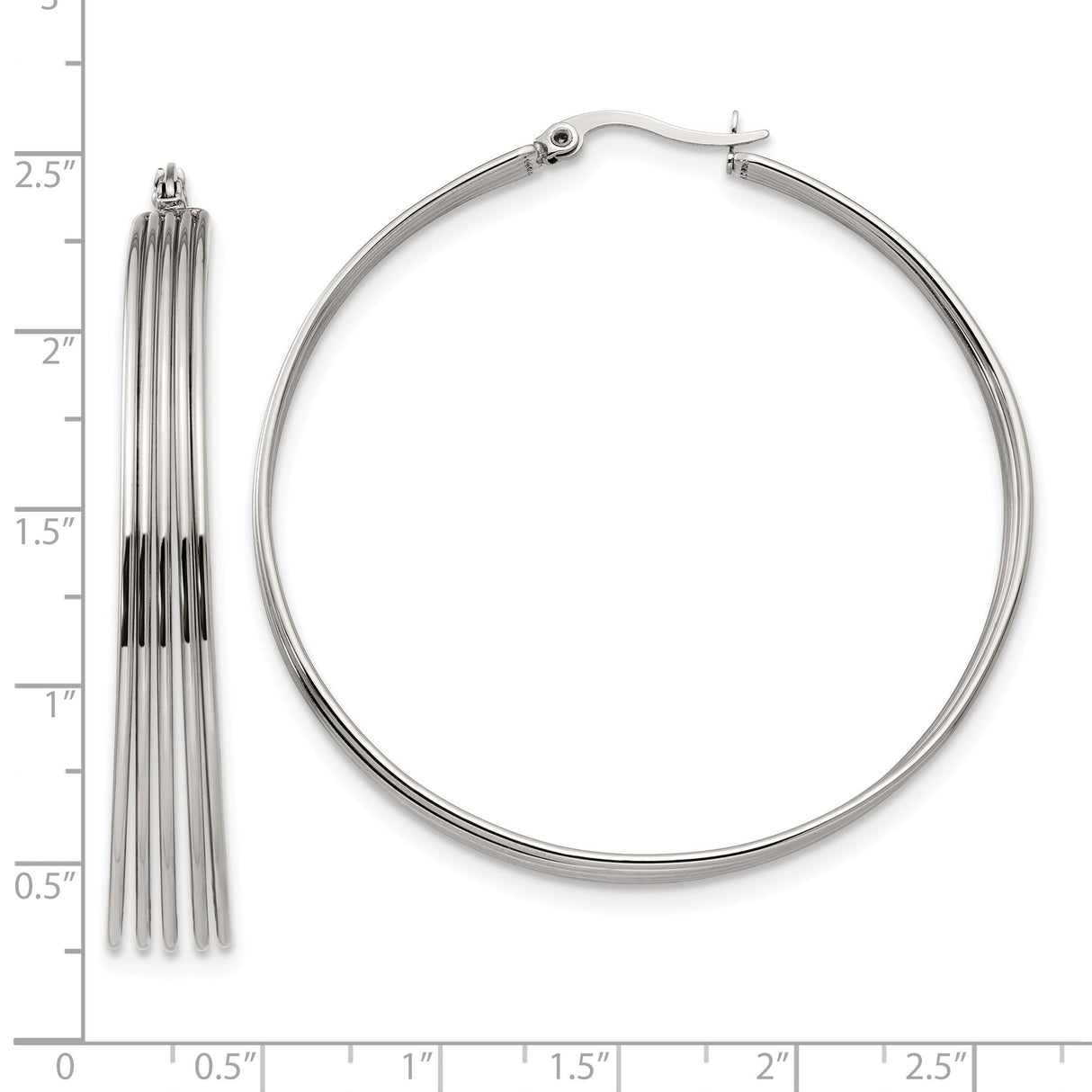 Stainless Steel Hoop Earrings, Large Layered Wire Design, Polished Minimalist Style