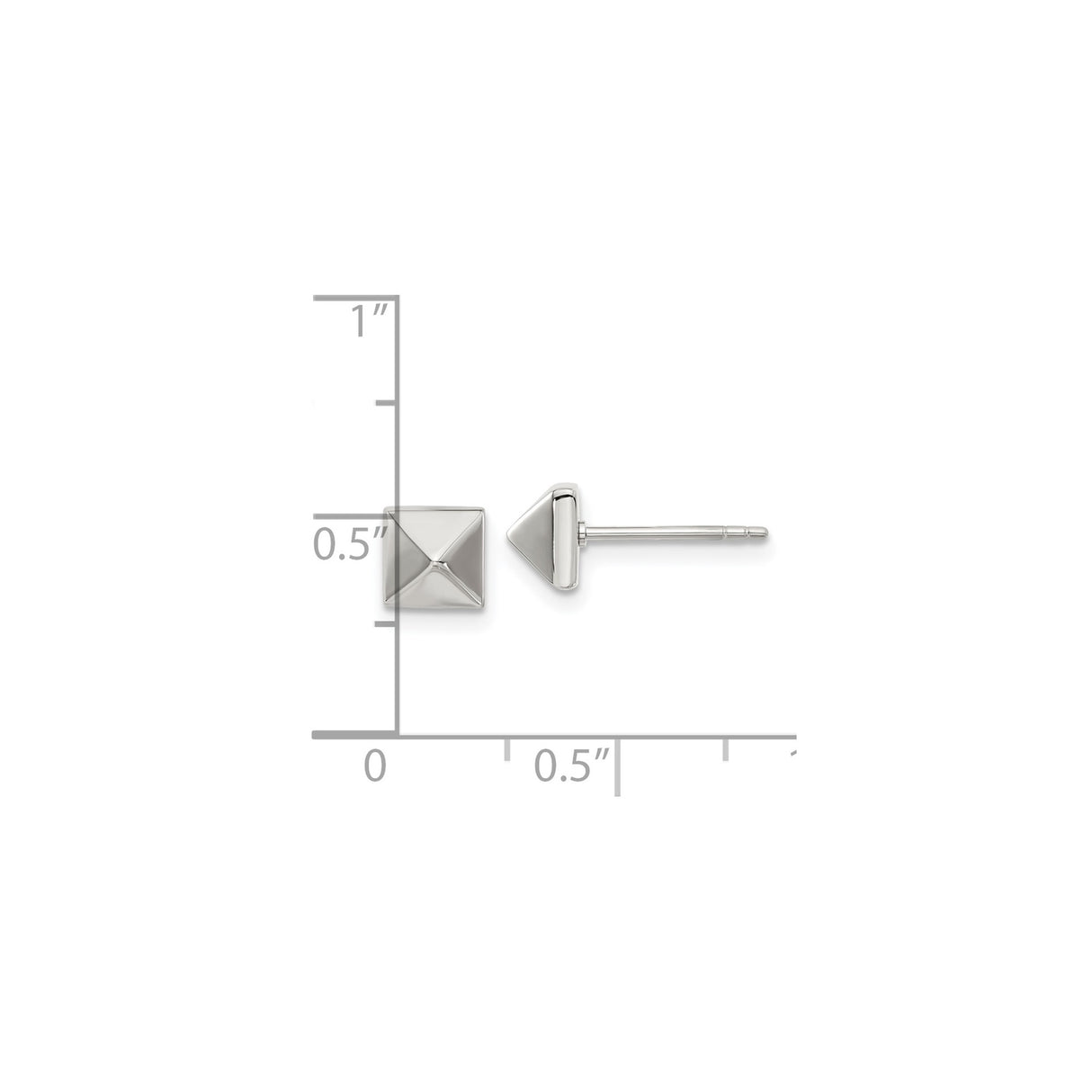 316 Stainless Steel Stud Earrings, Pyramid Square Design, Modern Rocker Style Unisex Jewelry