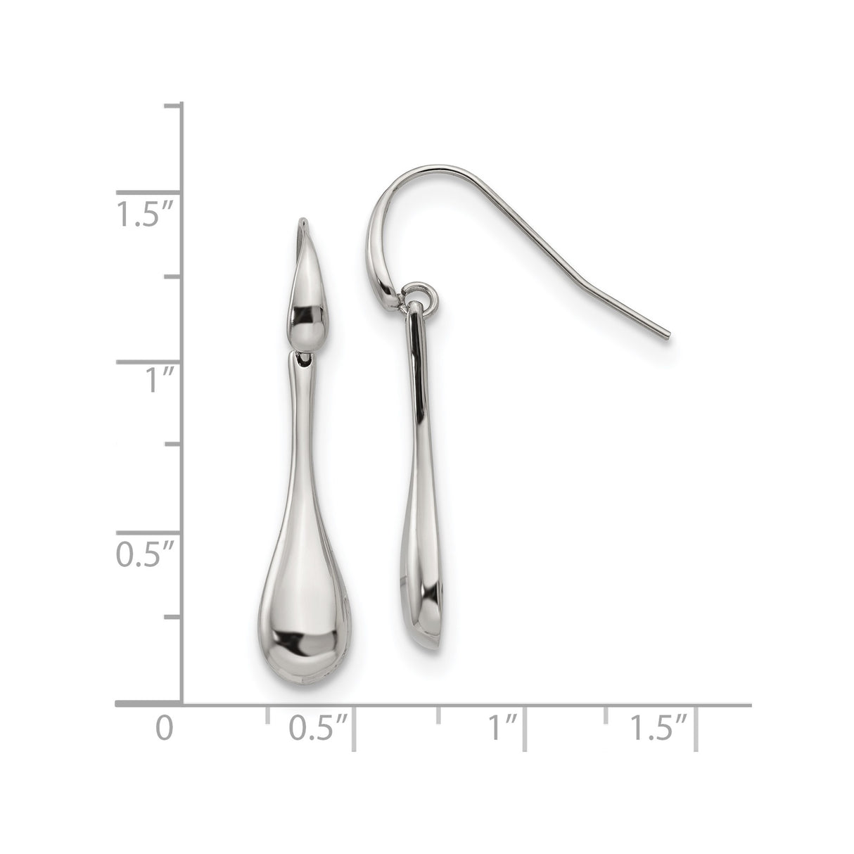 Stainless Steel Teardrop Dangle Earrings, Polished Lightweight Hook Style, Hypoallergenic Design