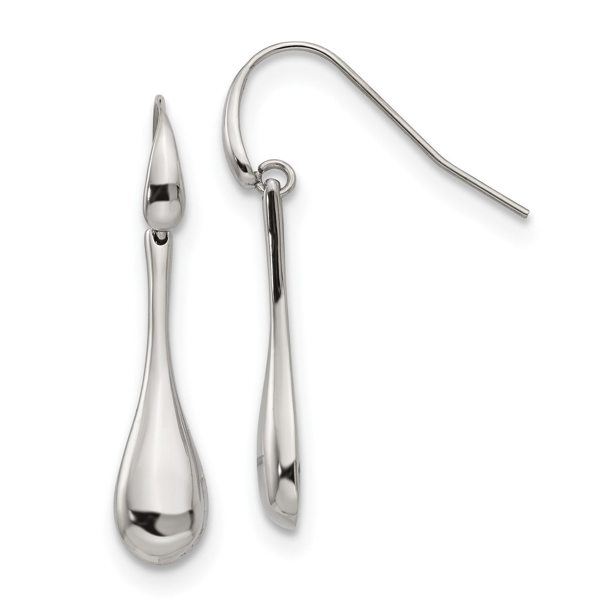Stainless Steel Teardrop Dangle Earrings, Polished Lightweight Hook Style, Hypoallergenic Design