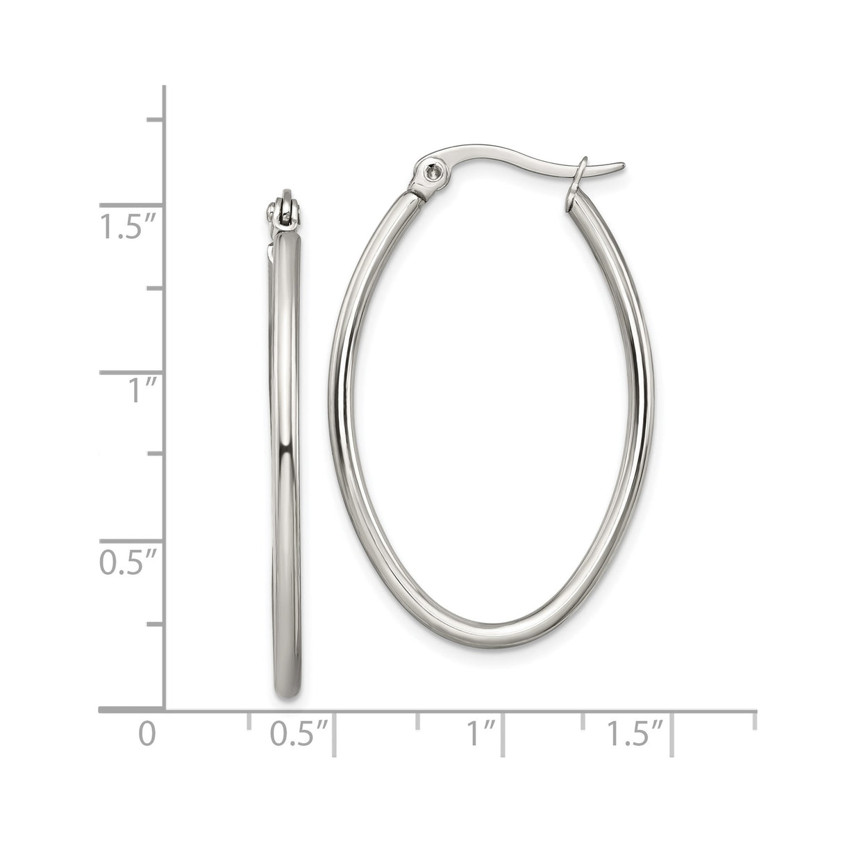 Stainless Steel Oval Hoop Earrings, Minimalist Polished Metal, Lightweight Modern Design