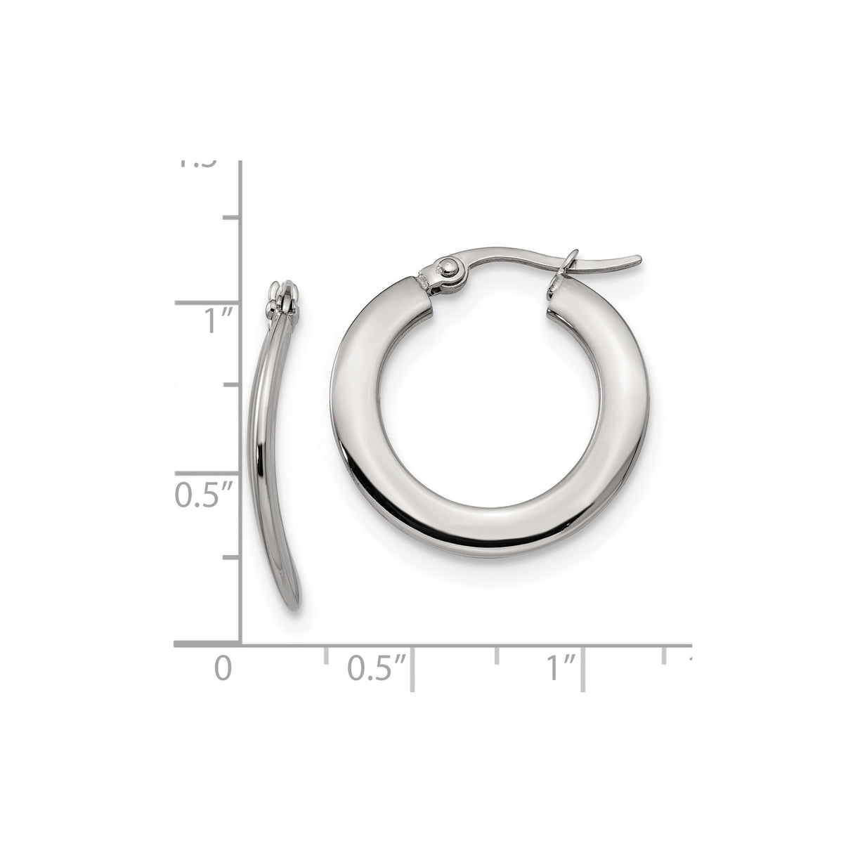 316 Stainless Steel Hoop Earrings, Classic Round High-Polish Design, Hinged Clasp, Lightweight Jewelry