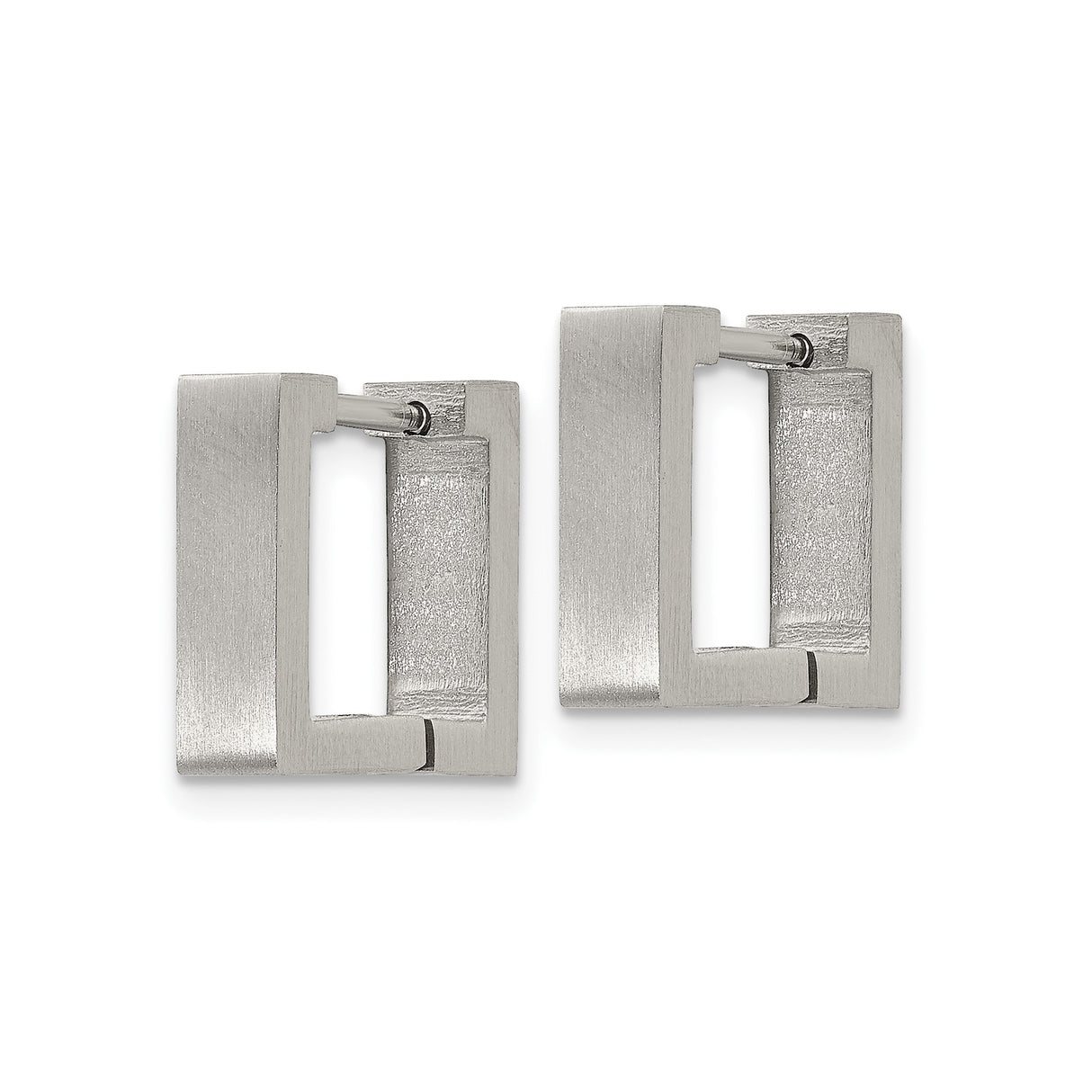 316 Stainless Steel Square Hoop Earrings, Brushed Finish, Modern Minimalist Urban Style
