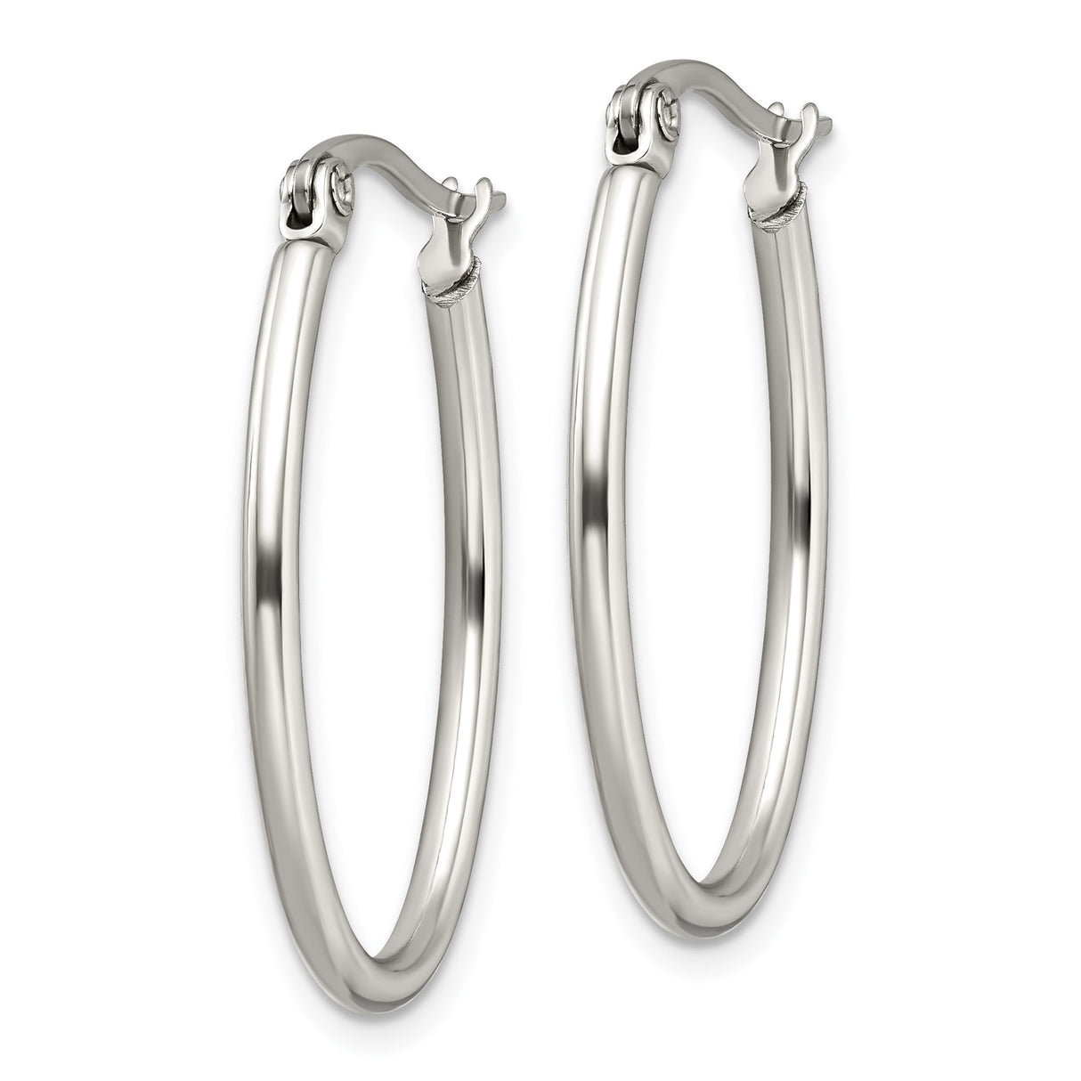 Stainless Steel Oval Hoop Earrings, Polished Minimalist Design, Hypoallergenic and Lightweight