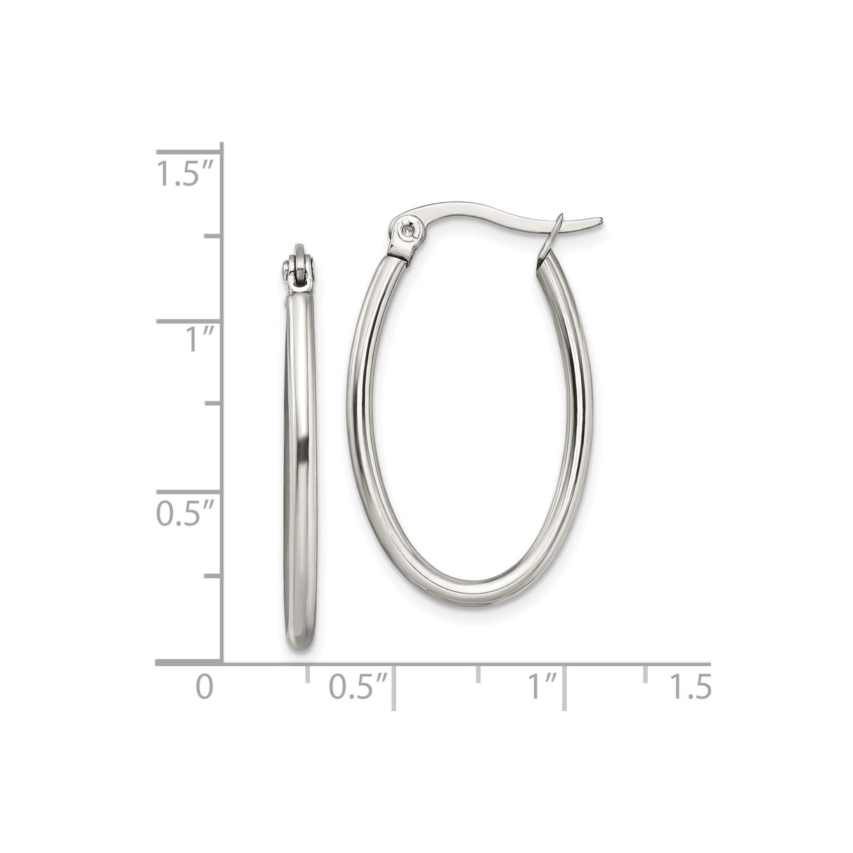 Stainless Steel Oval Hoop Earrings, Polished Minimalist Design, Hypoallergenic and Lightweight