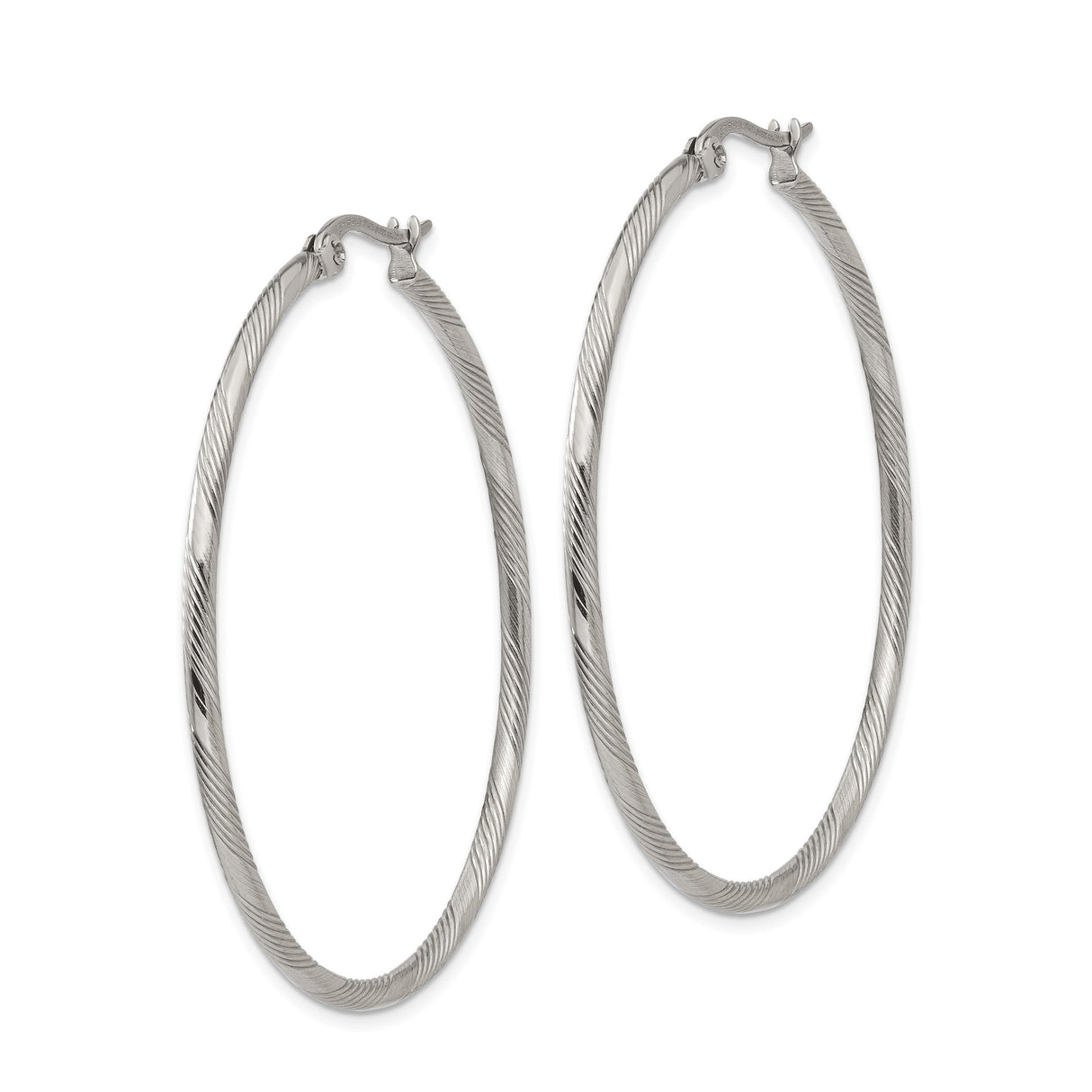 Stainless Steel Twisted Rope Hoop Earrings, Large Bold Textured Hoops for Women