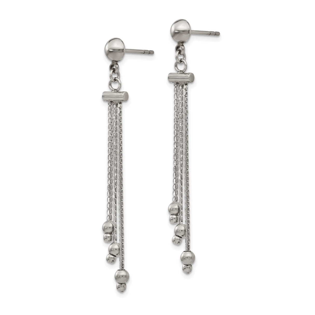 316 Stainless Steel Dangle Earrings with Multiple Chain Strands and Bead Accents