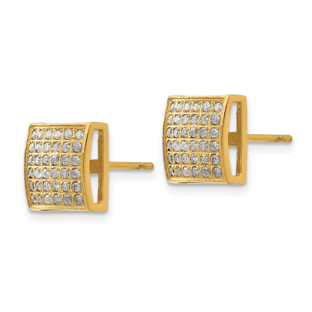 316 Stainless Steel Stud Earrings with Diamond, Iced Out Gold-Tone Urban Style