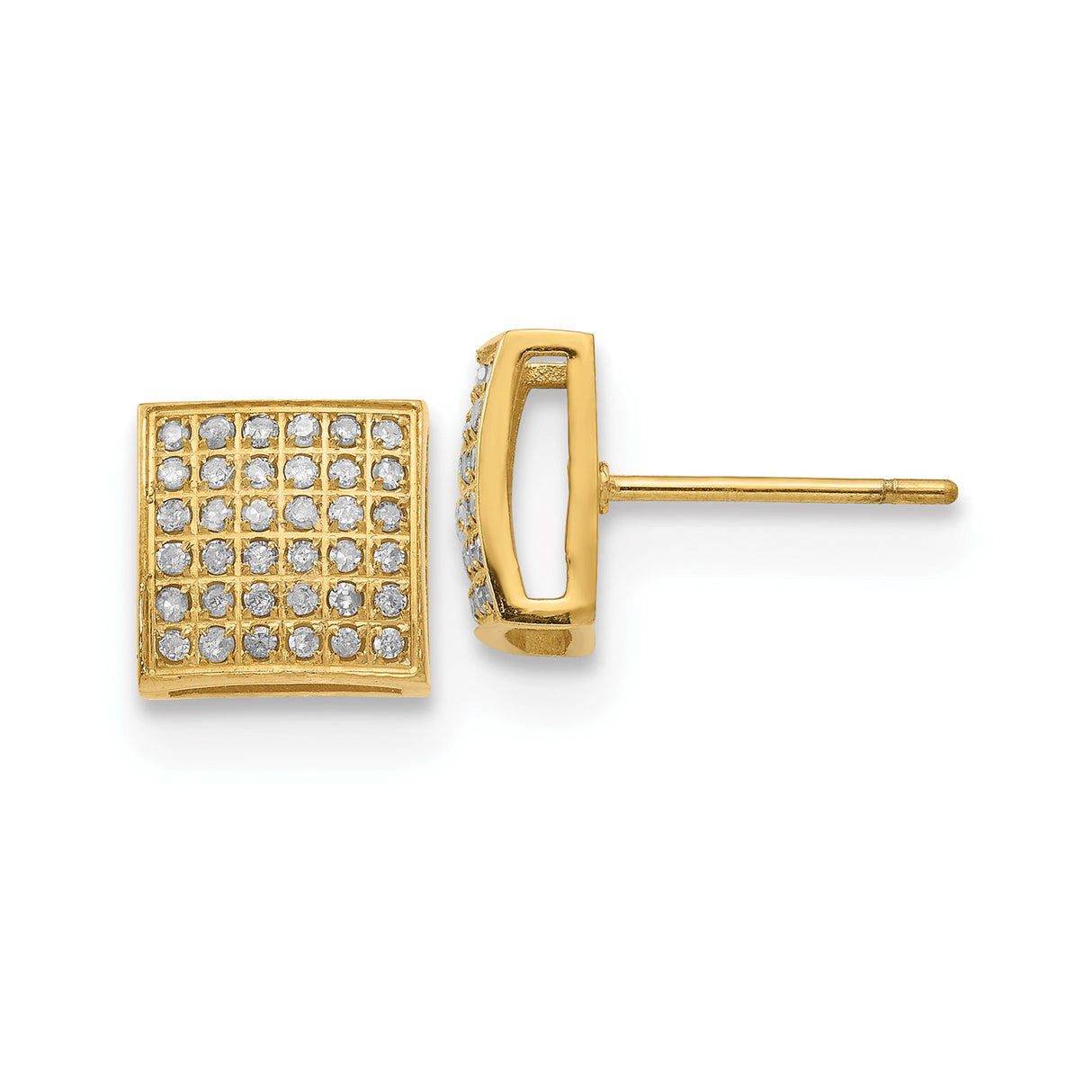 316 Stainless Steel Stud Earrings with Diamond, Iced Out Gold-Tone Urban Style