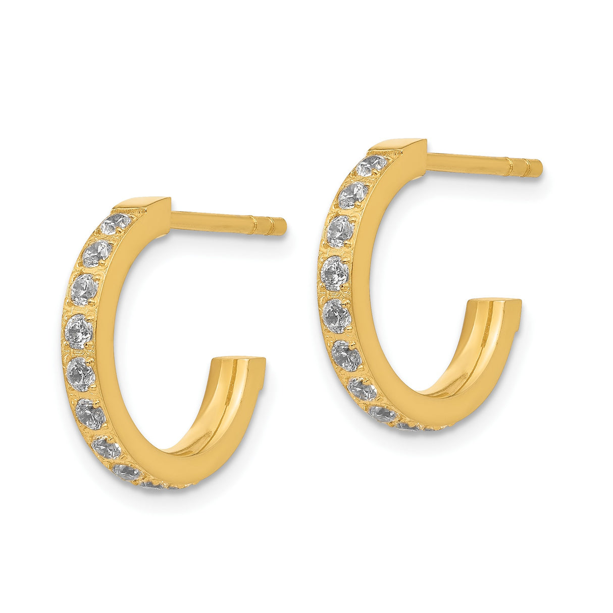 316 Stainless Steel Hoop Earrings with Cubic Zirconia, Polished Minimalist Design for Women