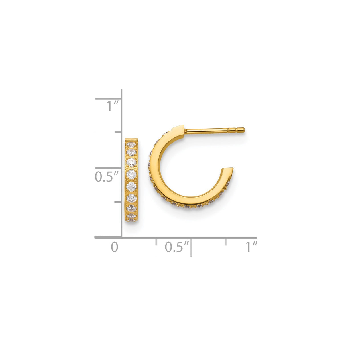 316 Stainless Steel Hoop Earrings with Cubic Zirconia, Polished Minimalist Design for Women