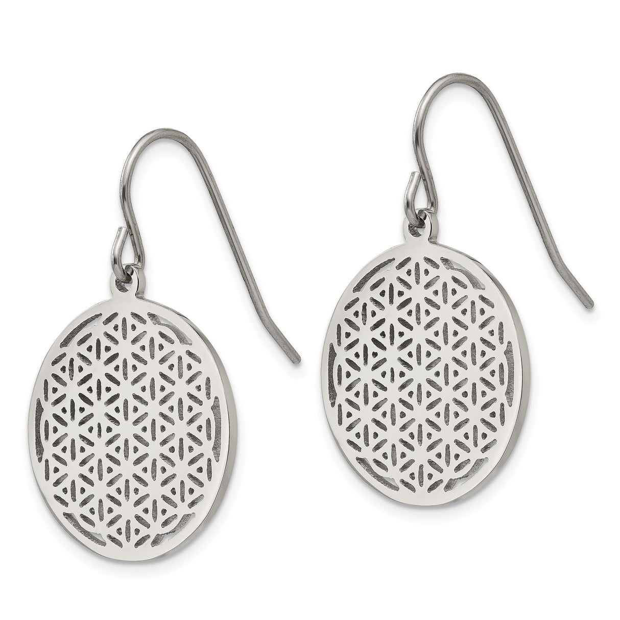 Stainless Steel Dangle Earrings with Laser-Cut Flower of Life Design, Boho Spiritual Jewelry for Women