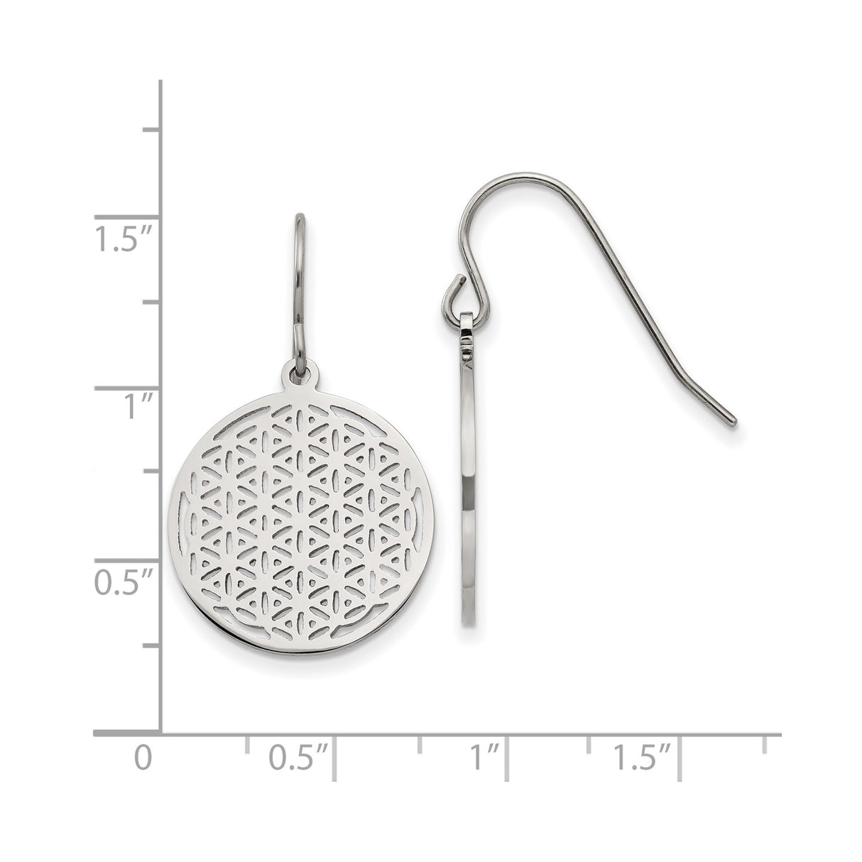 Stainless Steel Dangle Earrings with Laser-Cut Flower of Life Design, Boho Spiritual Jewelry for Women
