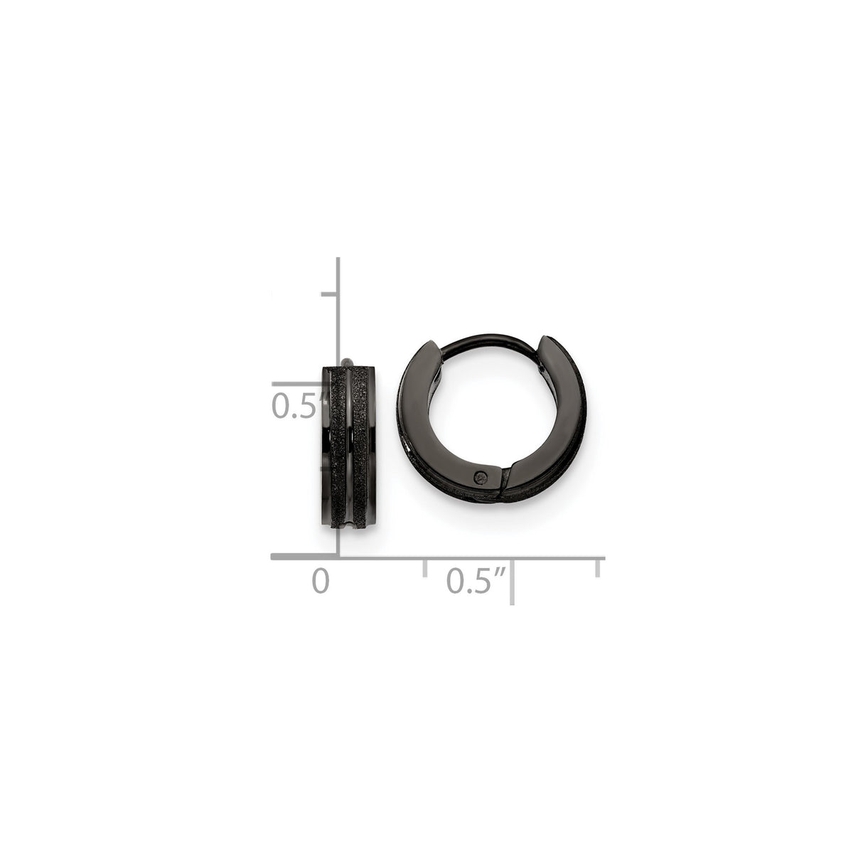 316 Stainless Steel Hoop Earrings with Grooved Stripe Design, Matte Black Huggie Style for Men