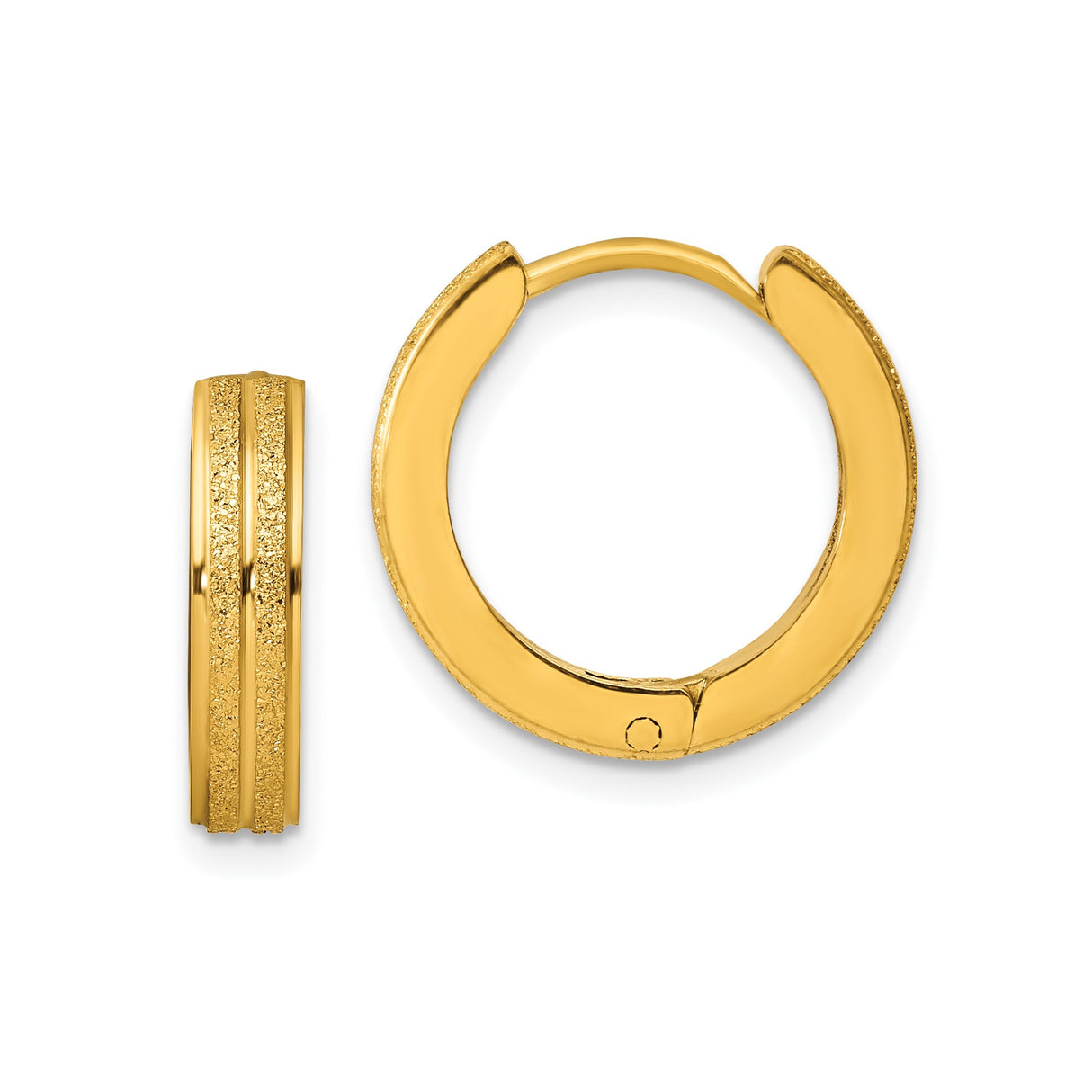 316 Stainless Steel Hoop Earrings with Textured Band and Polished Edges, Unisex Minimalist Design