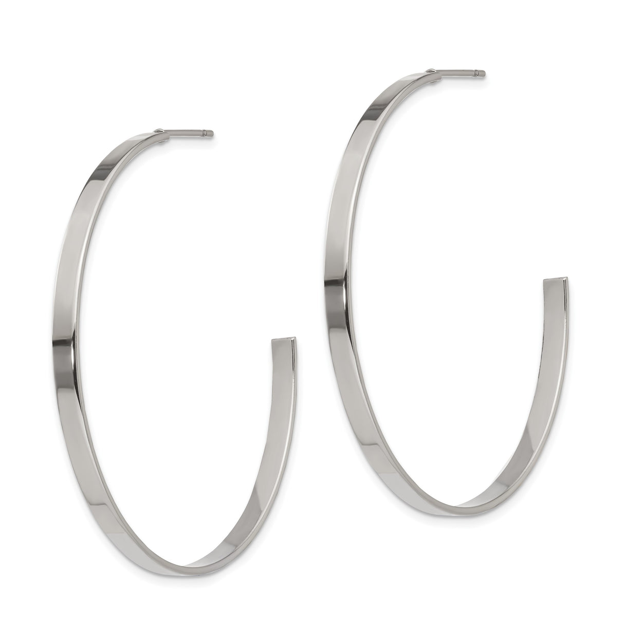 Stainless Steel Hoop Earrings, 44mm Round Polished Minimalist Design for Women