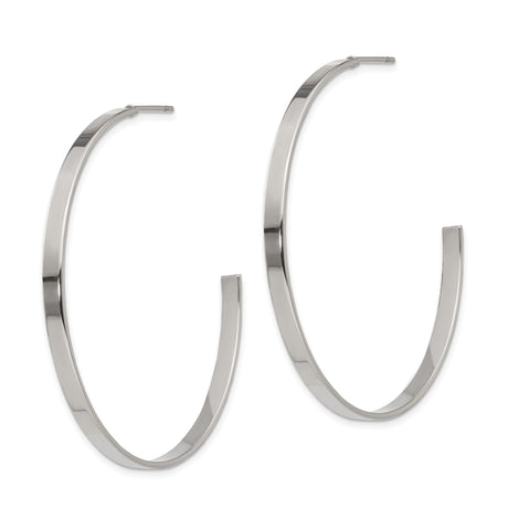 Stainless Steel Hoop Earrings, 44mm Round Polished Minimalist Design for Women