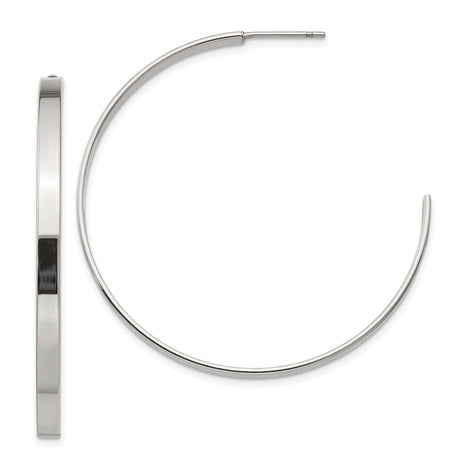 Stainless Steel Hoop Earrings, 44mm Round Polished Minimalist Design for Women