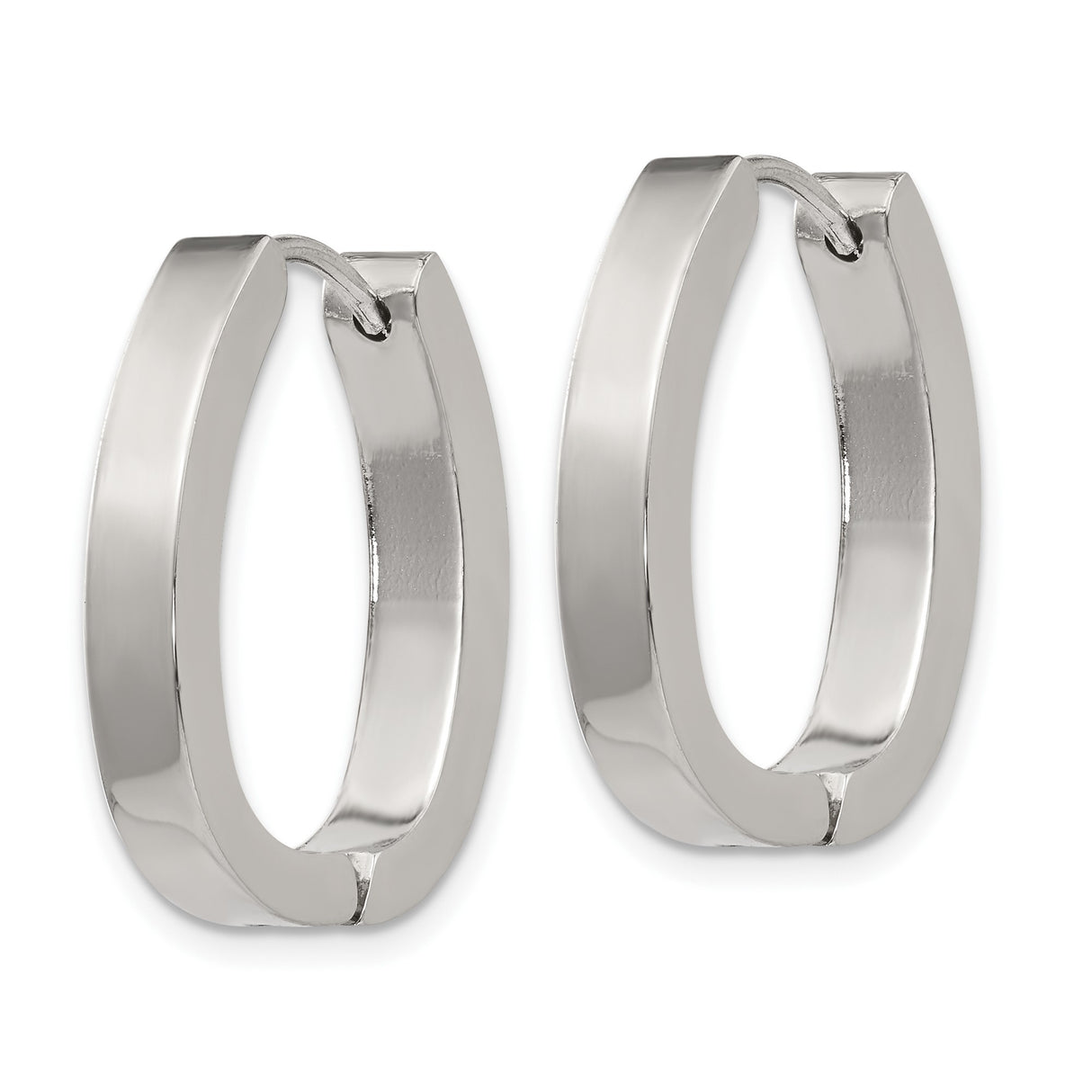 316 Stainless Steel Hoop Earrings, Polished Oval Hinged Design, Minimalist Unisex Style
