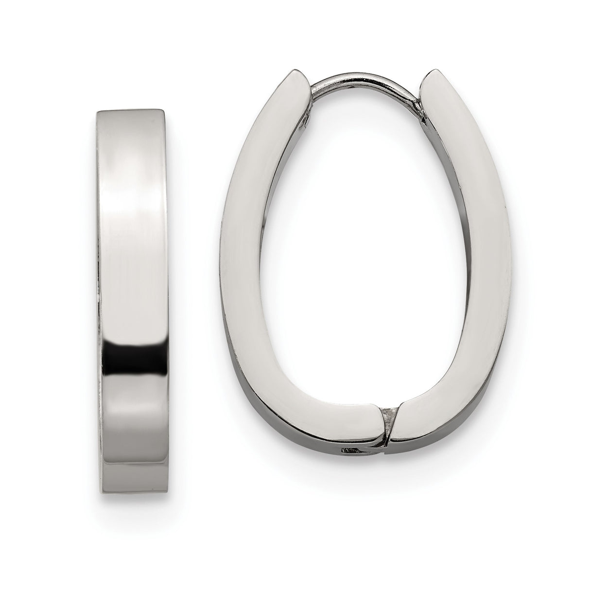 316 Stainless Steel Hoop Earrings, Polished Oval Hinged Design, Minimalist Unisex Style