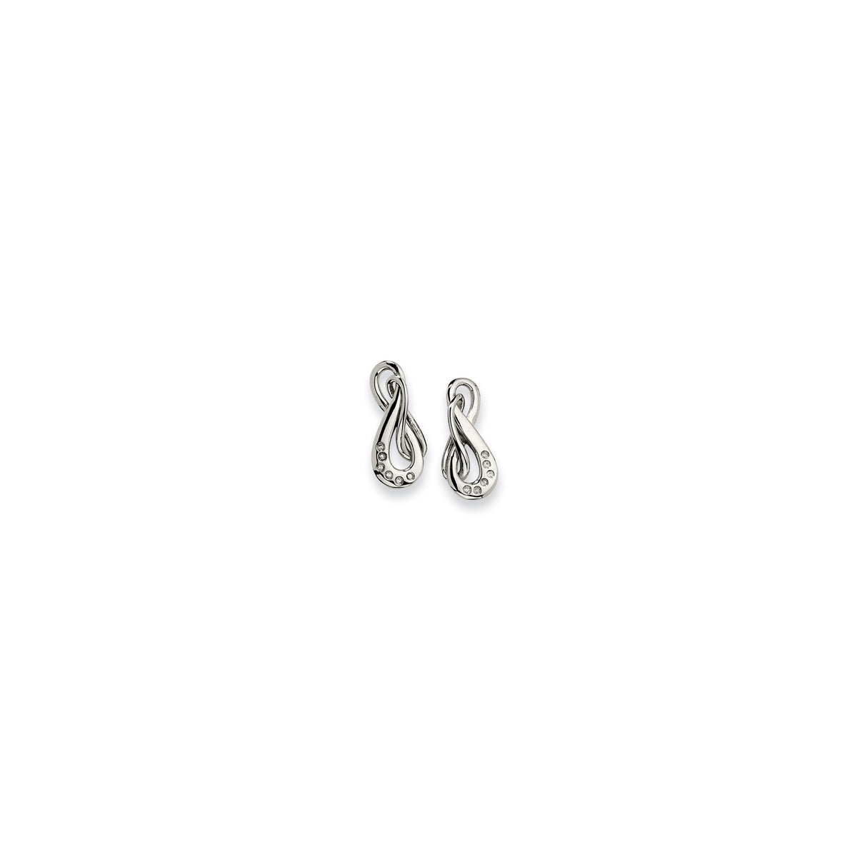 Stainless Steel Infinity Knot Stud Earrings with Cubic Zirconia Crystals