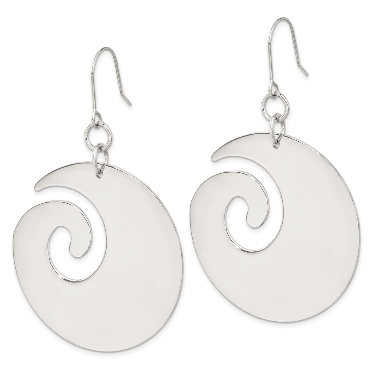 Stainless Steel Dangle Earrings with Spiral Wave Design, Modern Boho Coastal Style