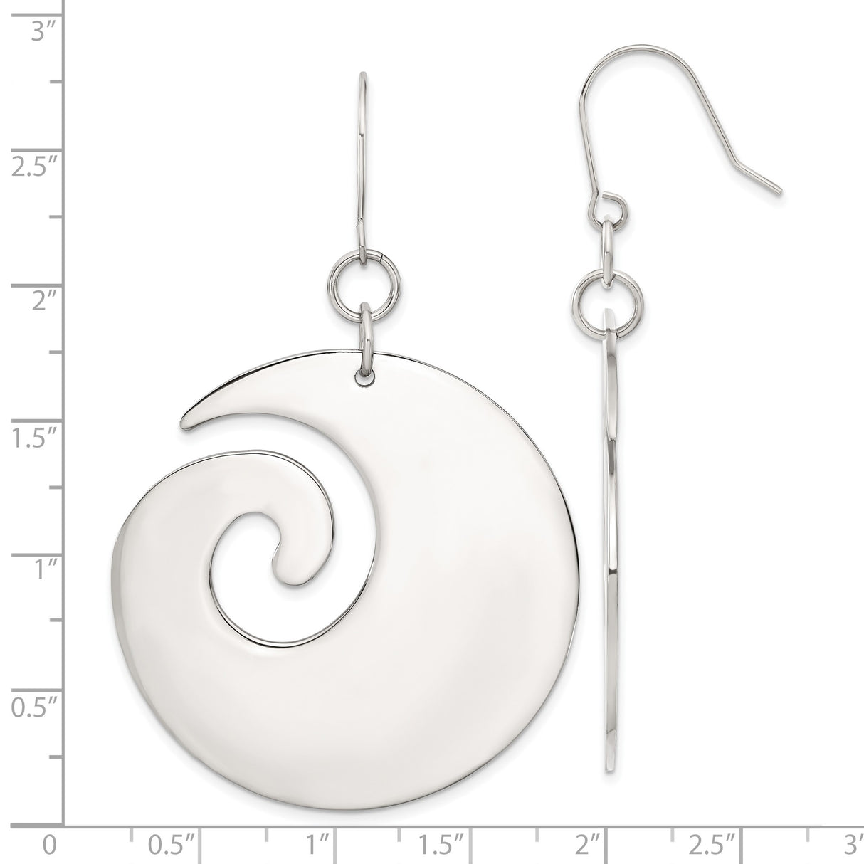 Stainless Steel Dangle Earrings with Spiral Wave Design, Modern Boho Coastal Style