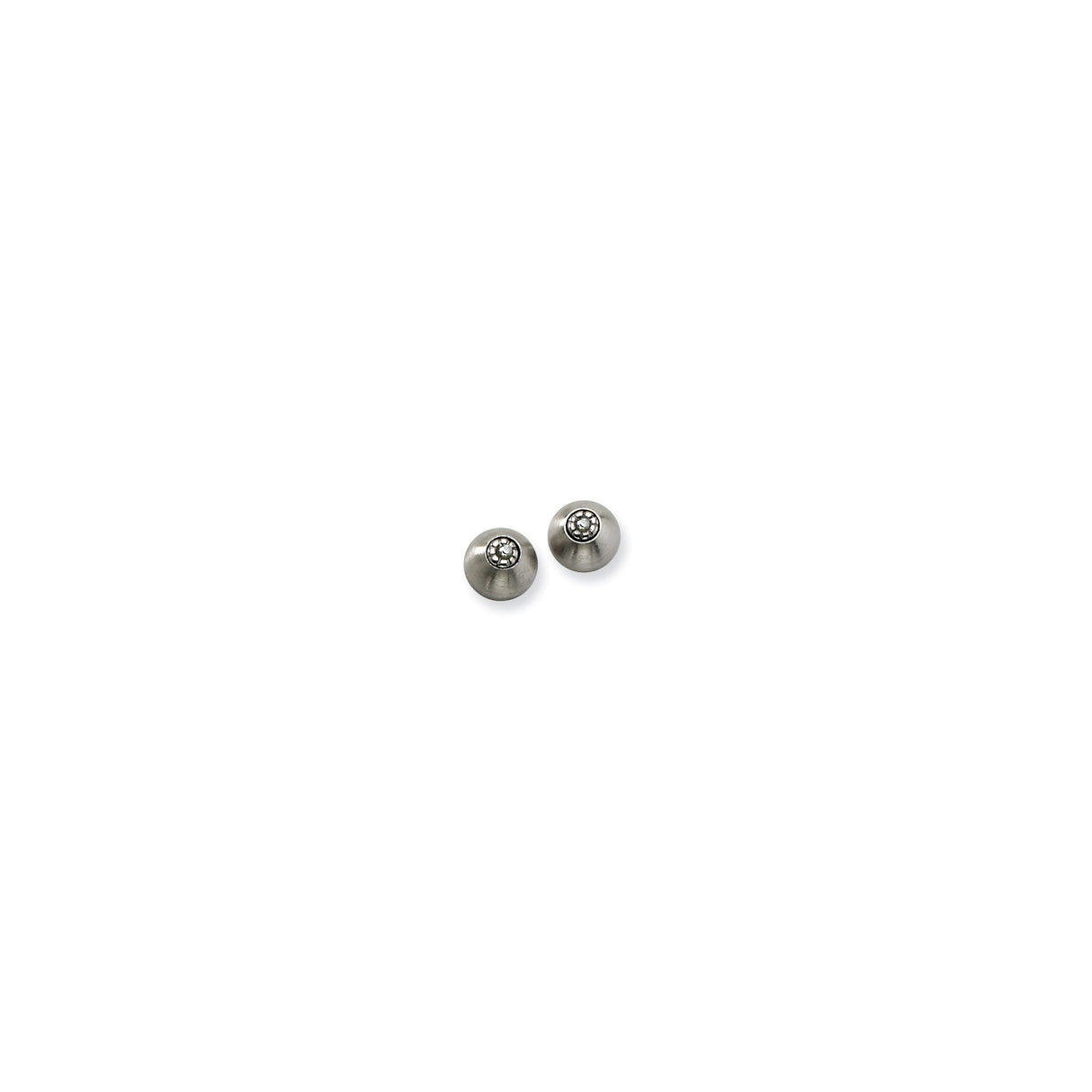 316 Stainless Steel Stud Earrings with Cubic Zirconia, Brushed Finish, Minimalist Unisex Design