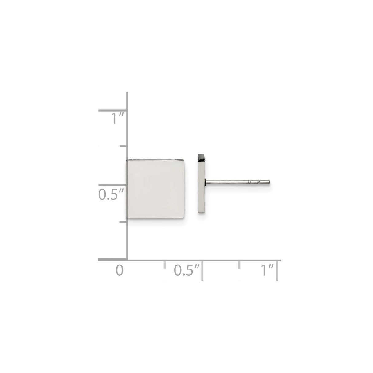 316 Stainless Steel Square Stud Earrings, Minimalist Polished Flat Face Design for Men and Unisex Wear