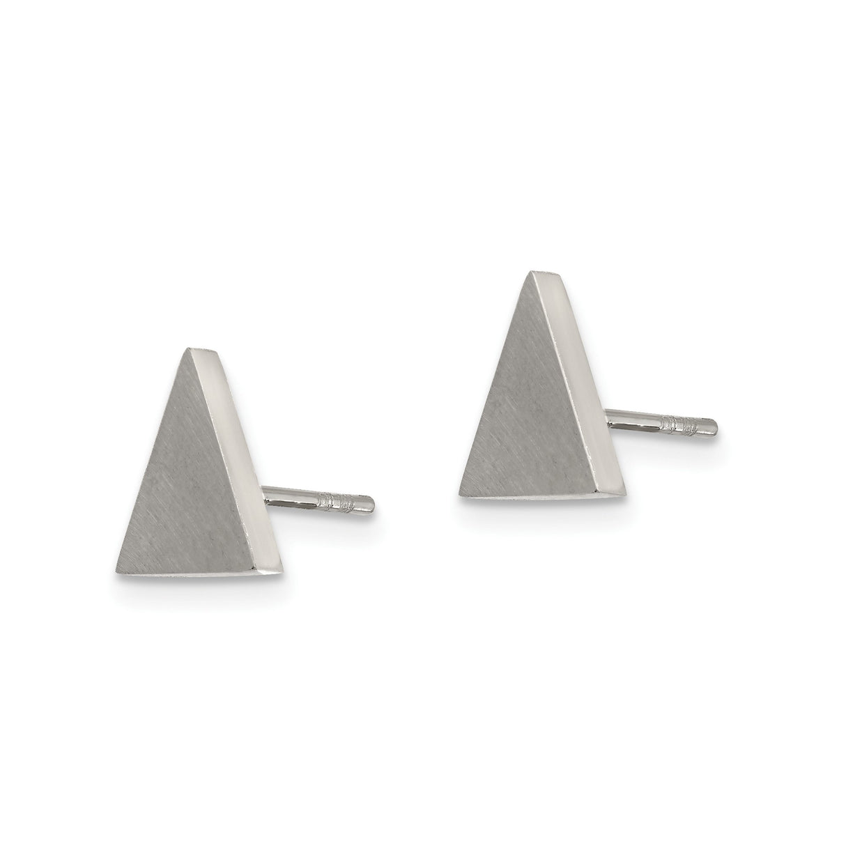 Stainless Steel Stud Earrings, Brushed Triangle Design, Minimalist Unisex Style