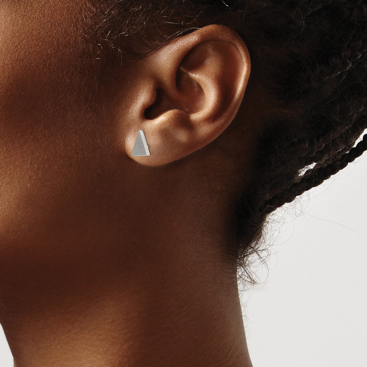 Stainless Steel Stud Earrings, Brushed Triangle Design, Minimalist Unisex Style